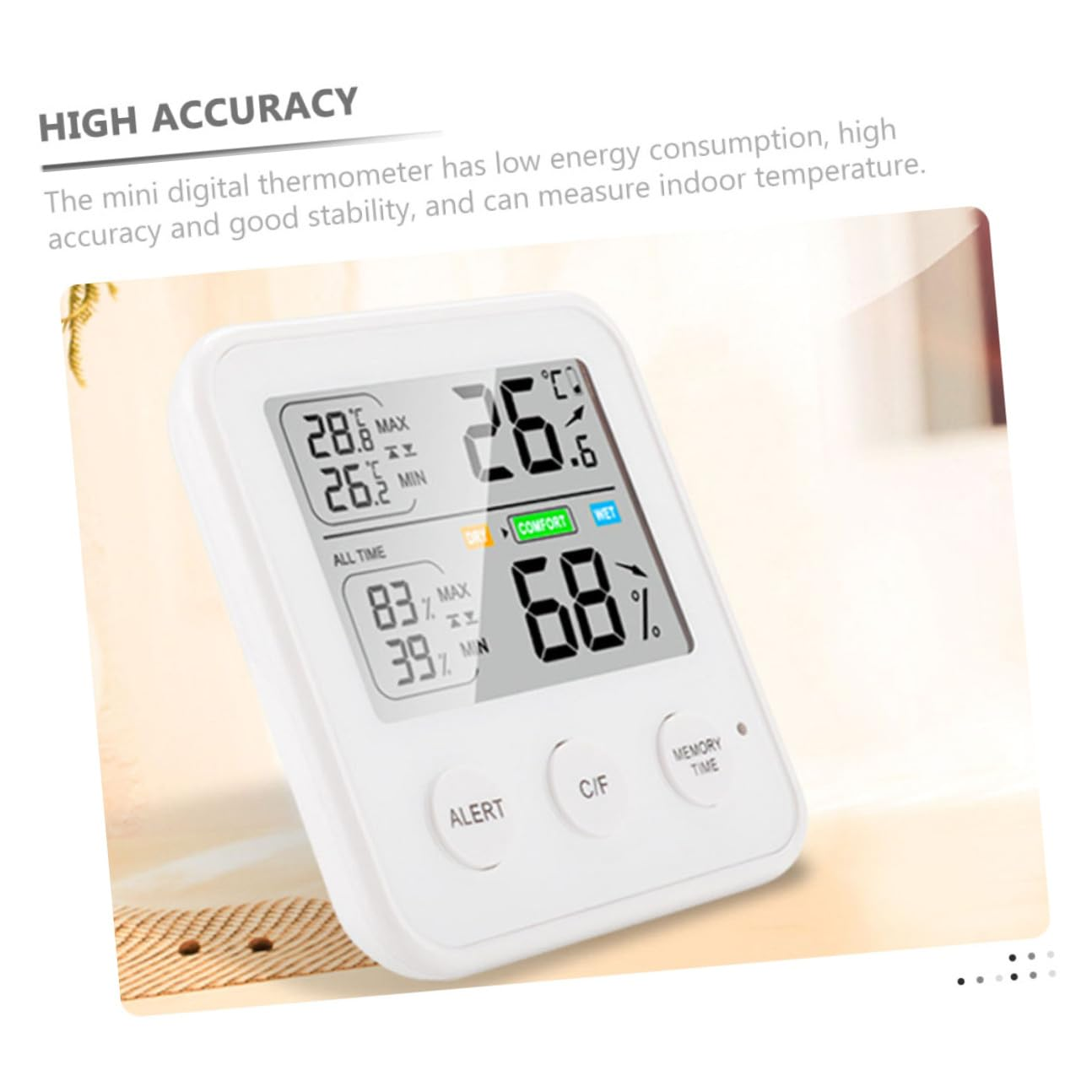 Gadpiparty High Precision Digital Hygrometer for Home Indoor Use Accurate Temperature and Humidity Gauge with LCD Display Multi-Function Thermometer for Office Greenhouse and Laboratory image number 4
