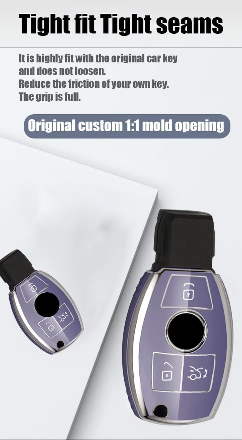 Key Case Cover Fit for Mercedes Benz G Class TPU Keychain Key Fob Key Shell Accessories Protector 3 Button Black image number 1