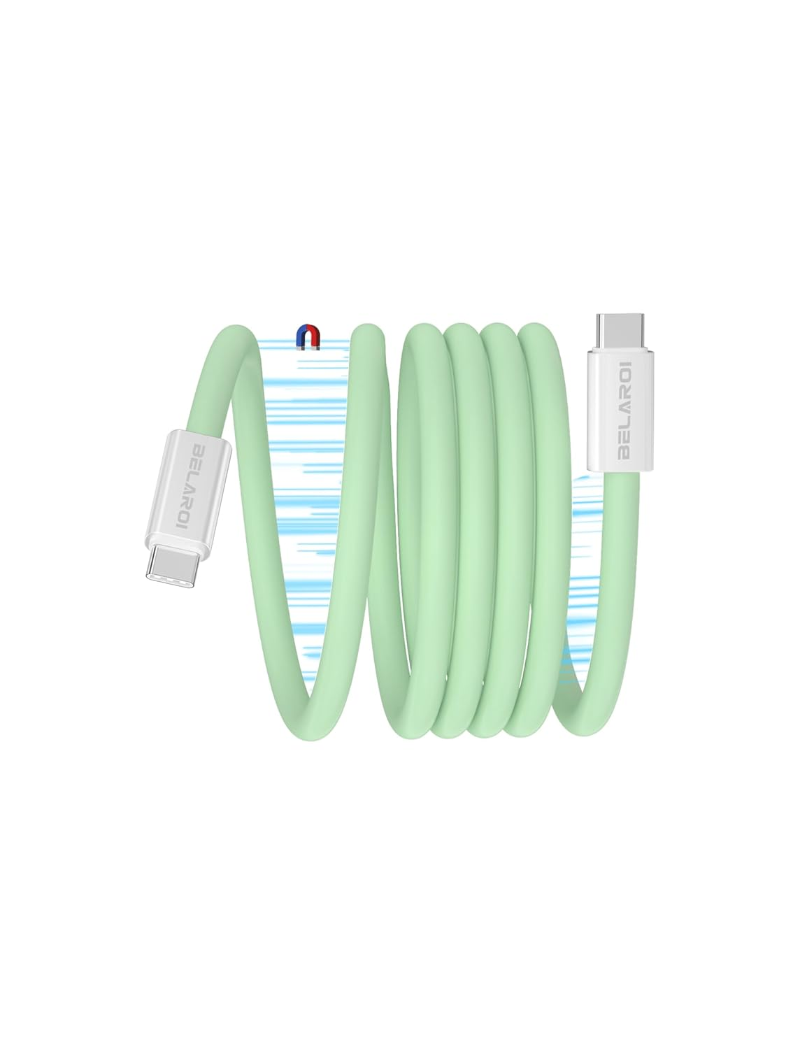 BELAROI Magnetic USB C to USB C Charging Cable [240W/140W/100W PD Fast Charging][480Mbps Data Sync] Soft Silicone Durability with Aluminum Connector for Macbook/Iphone 15/16 Pro/Plus/Android (Purple)