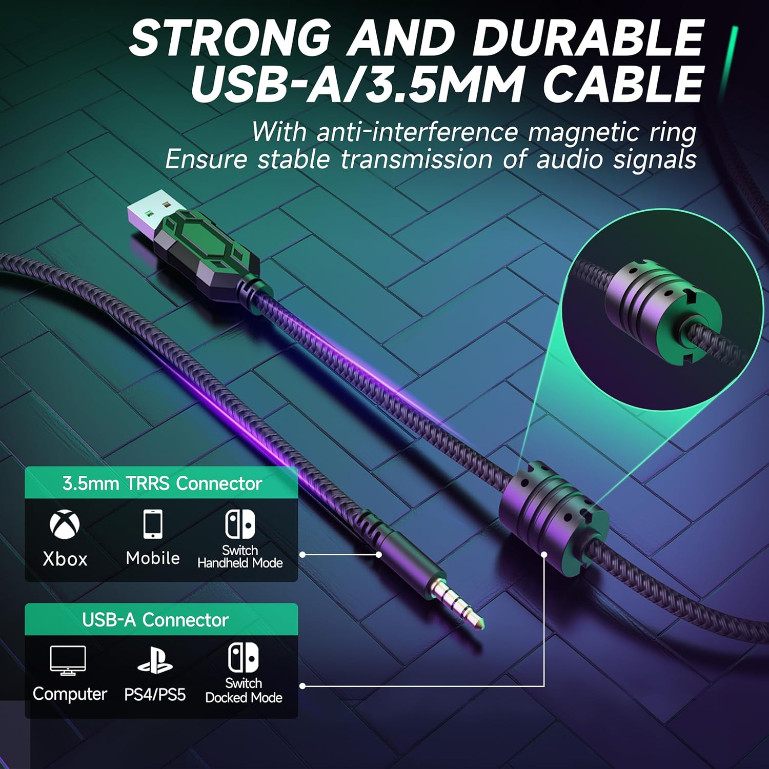 FIFINE Gaming Headset with Microphone, over Ear Headphones with Cable, USB Headset for PC PS4 PS5 Xbox Switch, RGB Headphone with 7.1 Surround Sound and Ear Pads image number 4