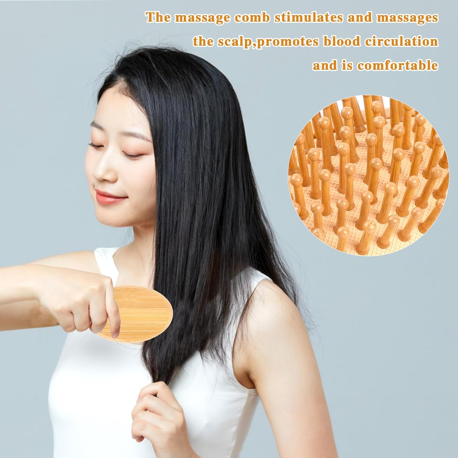 Bamboo Hair Brush, Natural Wooden Comb, Portable Bamboo Comb, anti Static Air Cushion Hair Brush, Mini Brush without Handle, Ereduce Frizz Massage Scalp image number 3