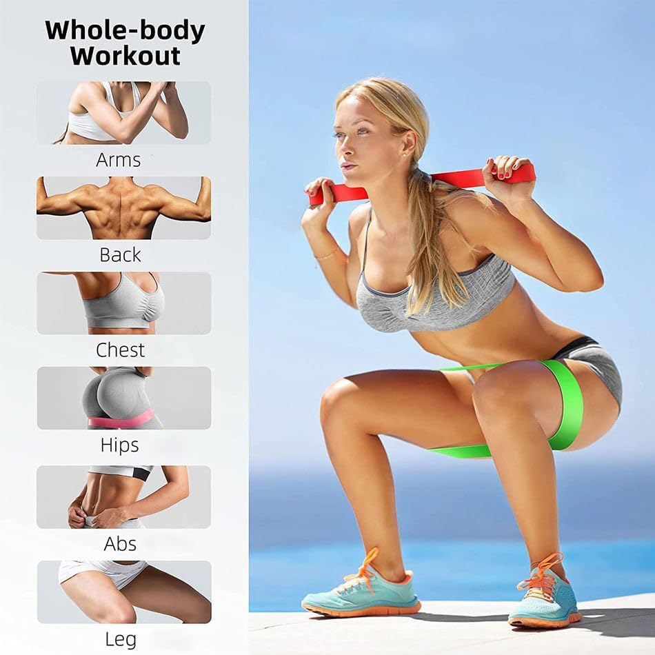 Resistance Bands for Working Out, Elastic Exercice Loop Bands for Physical Therapy, Yoga Starter Set of Stretch Bands for Booty Legs, Pilates Flexbands image number 4