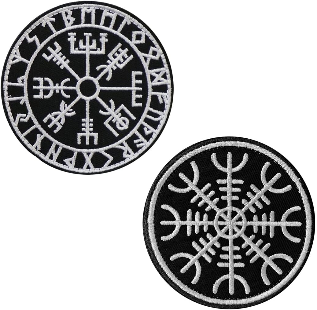 2 PCS Northern Europe Viking Compass Norse Rune Tactical Embroidered Hook and Loop Fastener Applique Patch for Caps,Bags,Backpacks,Clothes,Vest,Military Uniforms,Tactical Gears Etc. image number 3