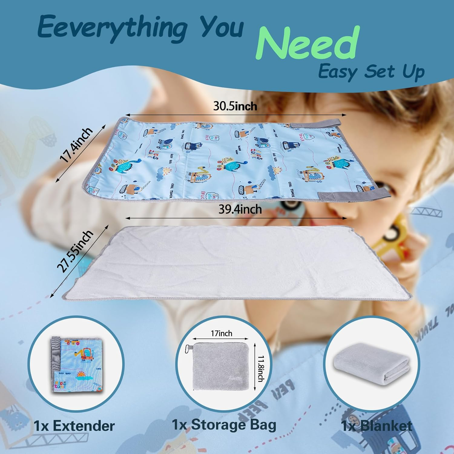 Airplane Seat Extender for Kids, Toddler Airplane Bed with Blanket, Baby Airplane Travel Essentials, Baby Portable Airplane Bed Footrest for Flight - Toddler Airplane Travel Essentials (Blue.) image number 4