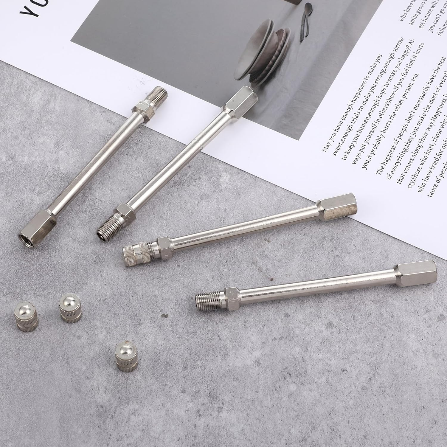 4 PCS Valve Stem Extenders, 4Inch 100Mm Wheel Tire Valve Stem Extension, Wheel Valve Extension Rod Extender Stem Caps for Trucks Cars Motorcycles Rv Mowers image number 6