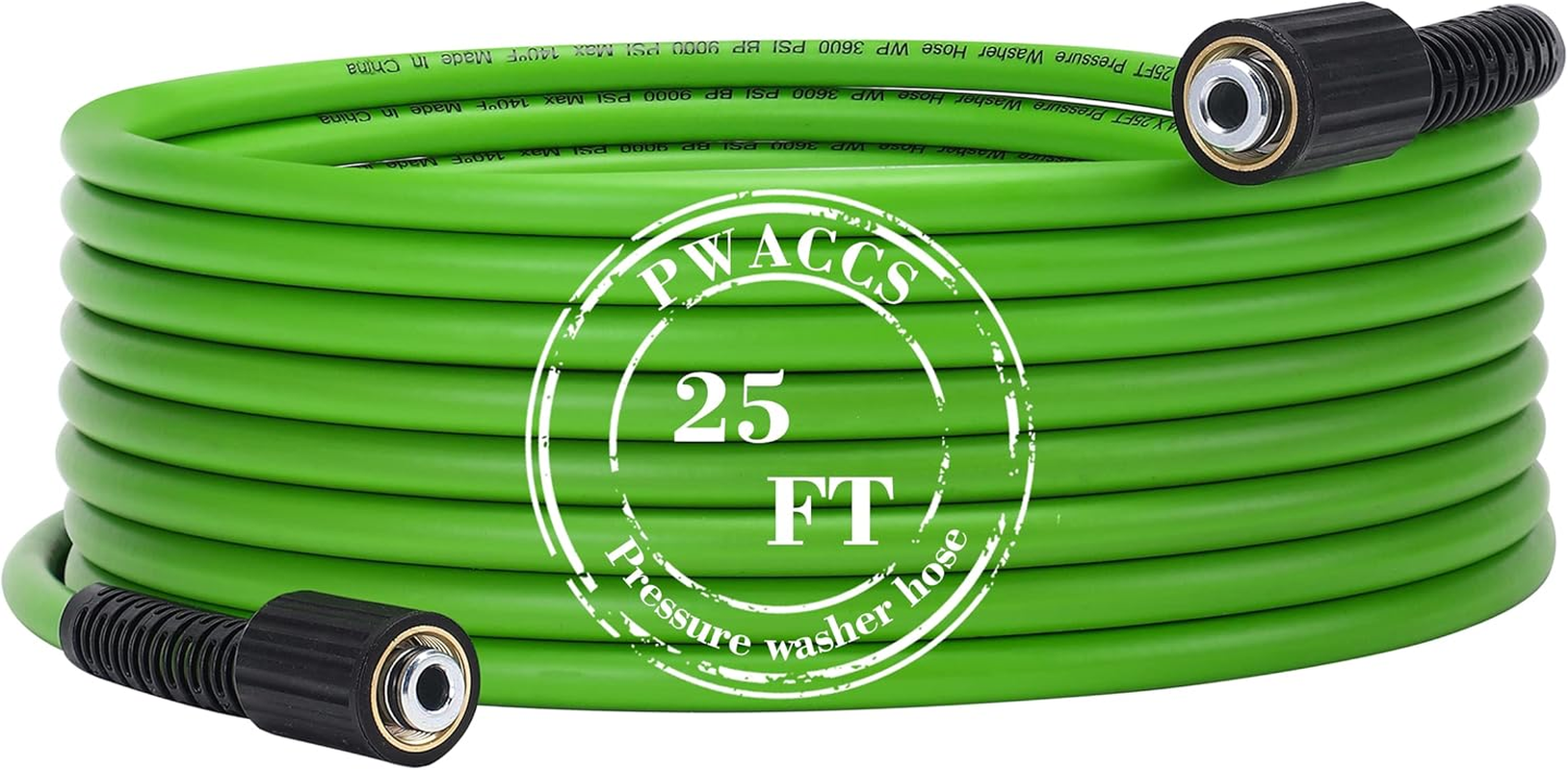 PWACCS Pressure Washer Hose for Power Washer &ndash; 3600 PSI High Pressure Replacement Hose &ndash; 1/4" X 25 FT Flexible Power Washing Extension Hose &ndash; Compatible with M22 Fittings image number 1