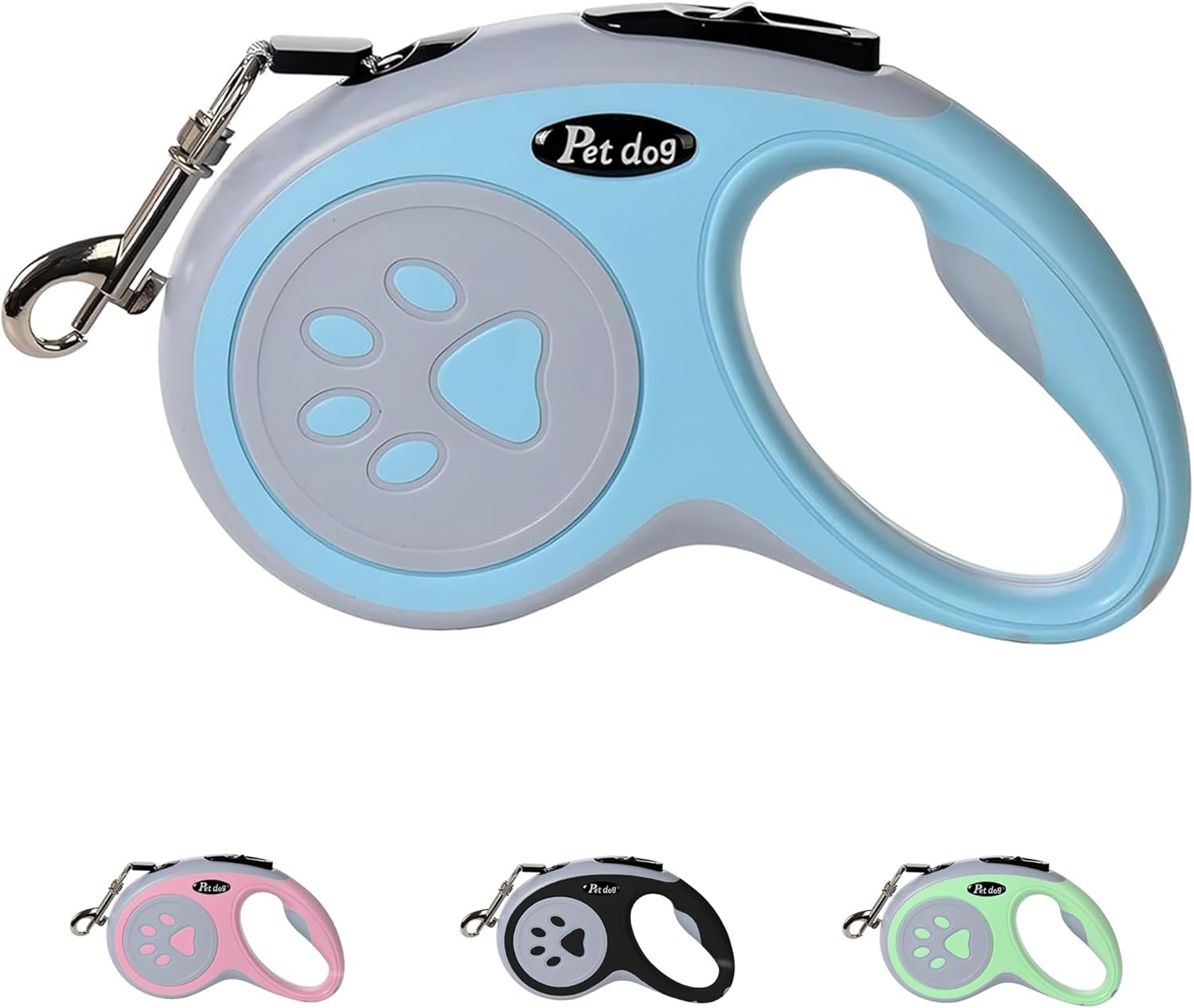 Retractable Dog Lead, 5M/16FT Extendable Dog Training Lead with Strong Nylon Tape, Tangle-Free One-Handed Brake&Pause, Lock for Small Medium Dogs (Blue)