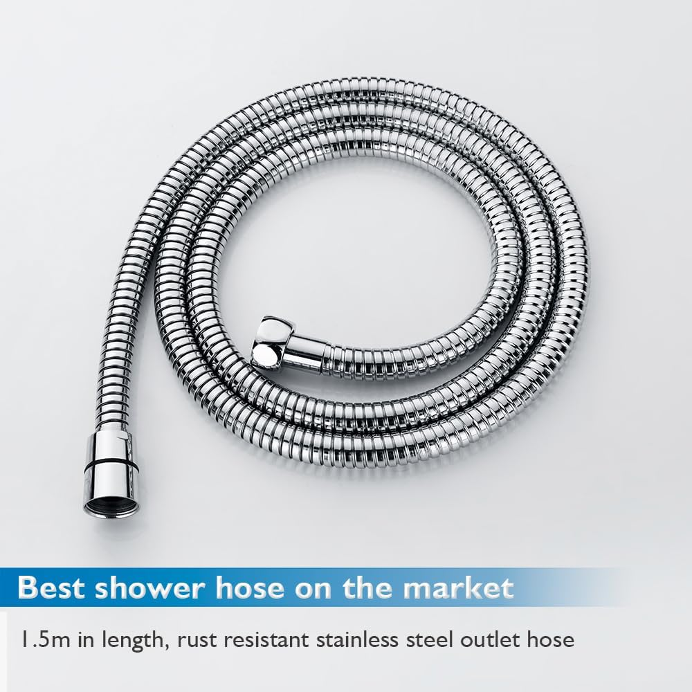 Decaura 3-Mode Handheld Shower Head with 150Cm Shower Hose Luxury Rainfall (Chrome) image number 2
