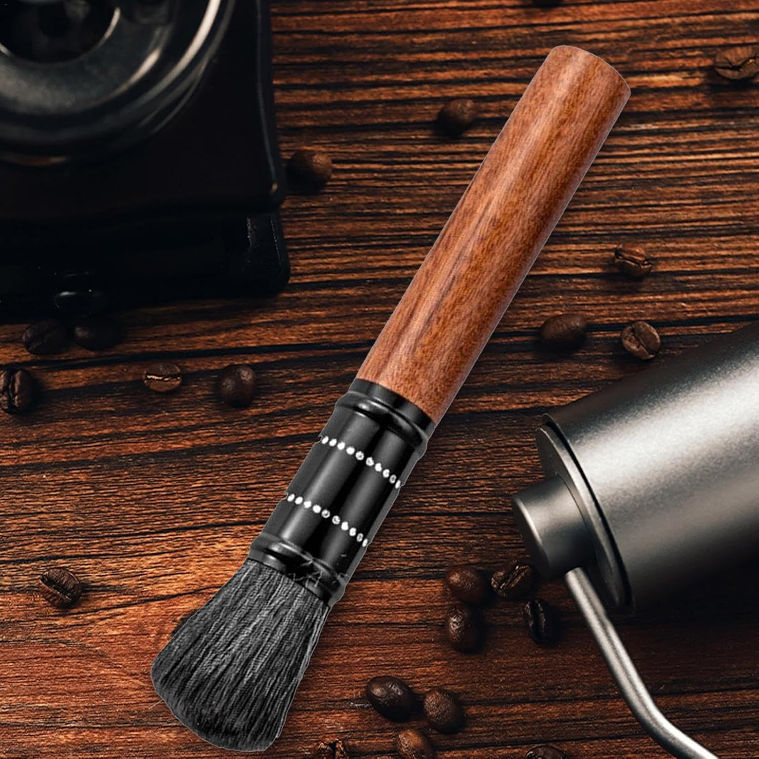 Coffee Grinder Cleaner | Wooden Handle Espresso Powder Cleaner - 16.9Cm Flexible Coffee Powder Brush, Soft Espresso Machine Cleaning Brush for Home, Studio, Coffee Shop