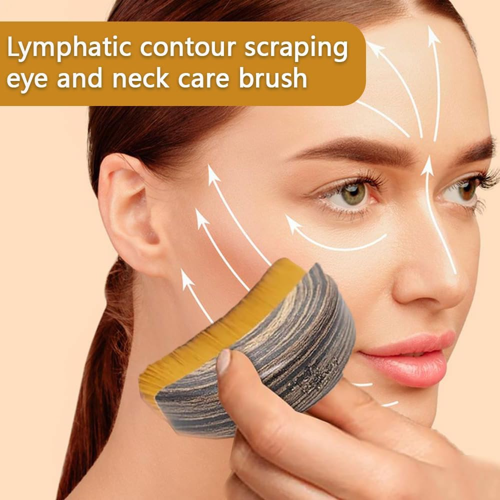 HYAVIA Lymphatic Contour Face Brush for Chin and Jawline Sculpting, Ergonomic Dry Brushing Tool with Ultra-Soft Bristles, Facial Lymphatic Drainage Massager, 2 Pieces with Protective Case, 8&times;6&times;3.5Cm image number 4