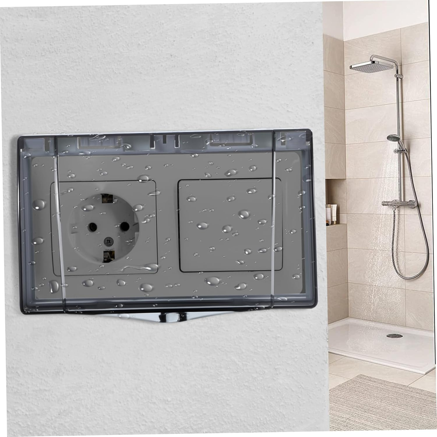 CLISPEED Waterproof Socket Cover Sticky Outlet Cover Socket Cover Self Adhesive Plug Protector Adhesive Outlet Cover Wall Socket Cover Electrical Appliance Plastic Power Supply image number 3