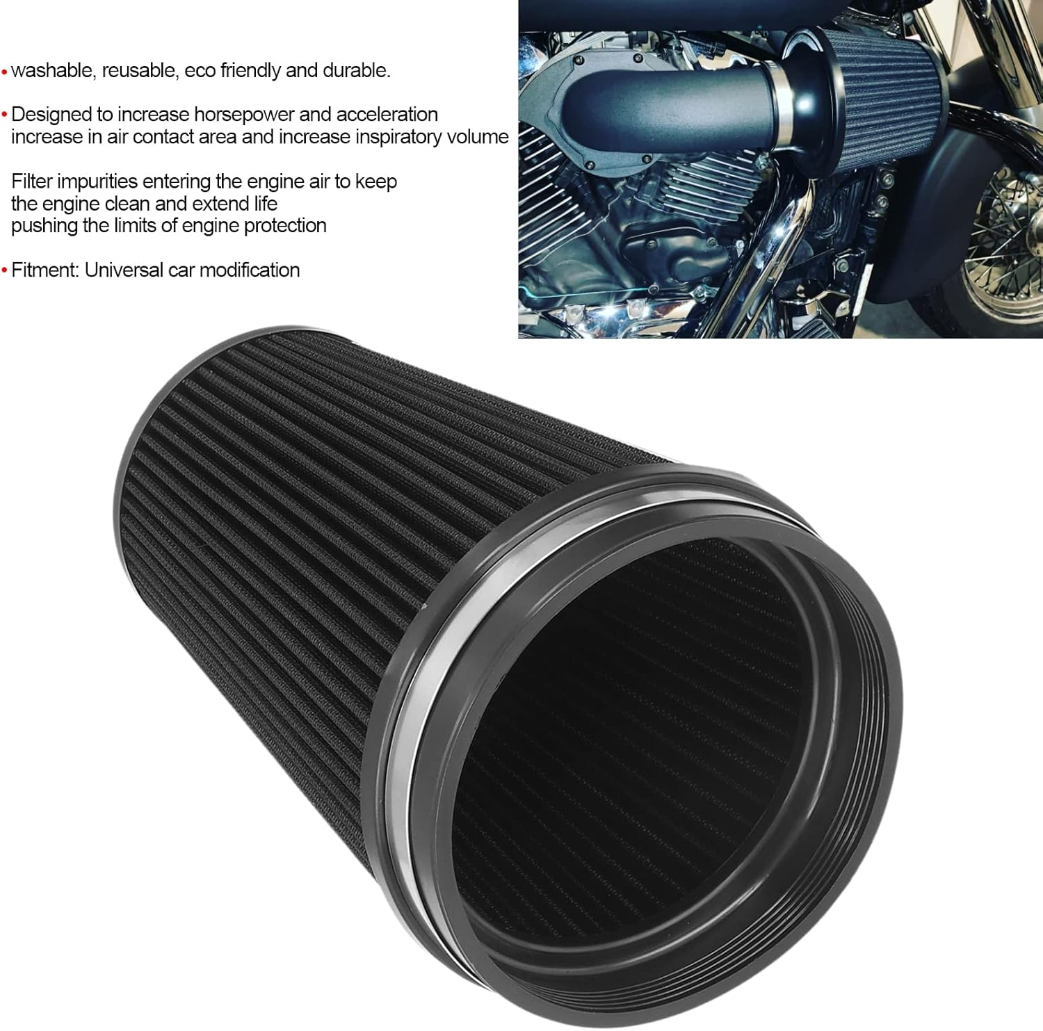 Upgrade Your Engine with Our High Flow Clamp on Air Filter - 150Mm/6In Inlet Universal Air Intake Cone Filter for Cars