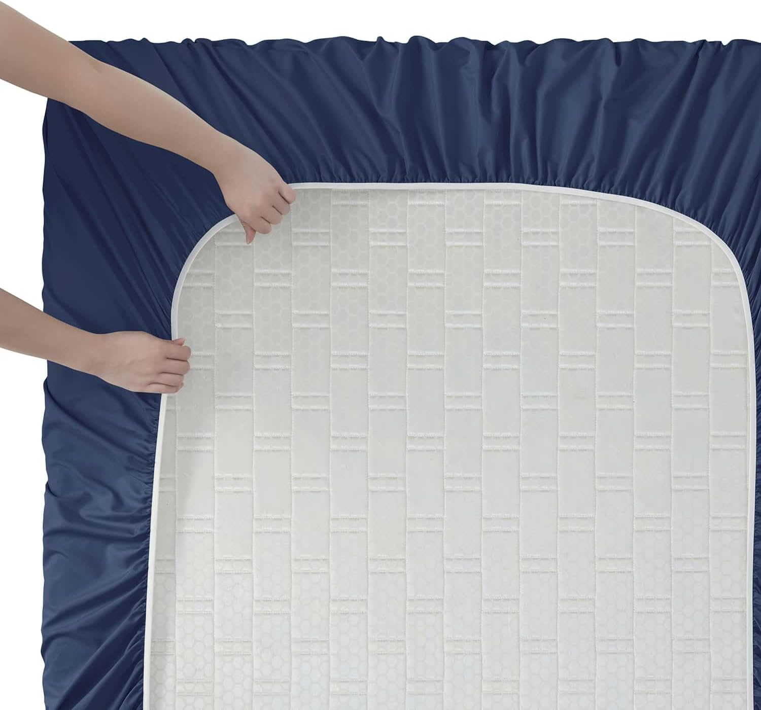 Clara Clark RV Queen Sheets, 6 Piece RV Sheets Set - Hotel Luxury Sheets for RV Bunks, Super Soft Bedding Sheets & Pillowcases, RV Short Queen Sheets, Navy Blue image number 3