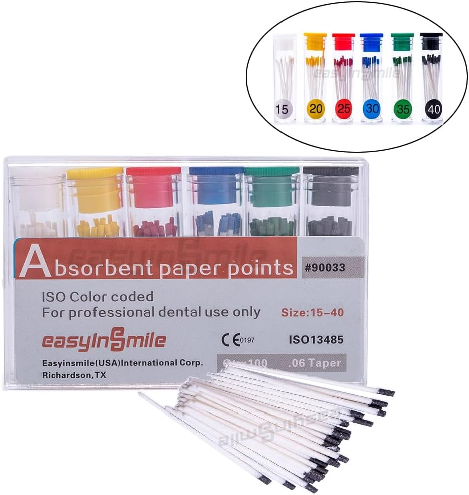 Dental Absorbent Paper Points Color Coded .02/.04/.06 Tapper for Root Canal Endodontic (.06 Taper, Mix #15-40)