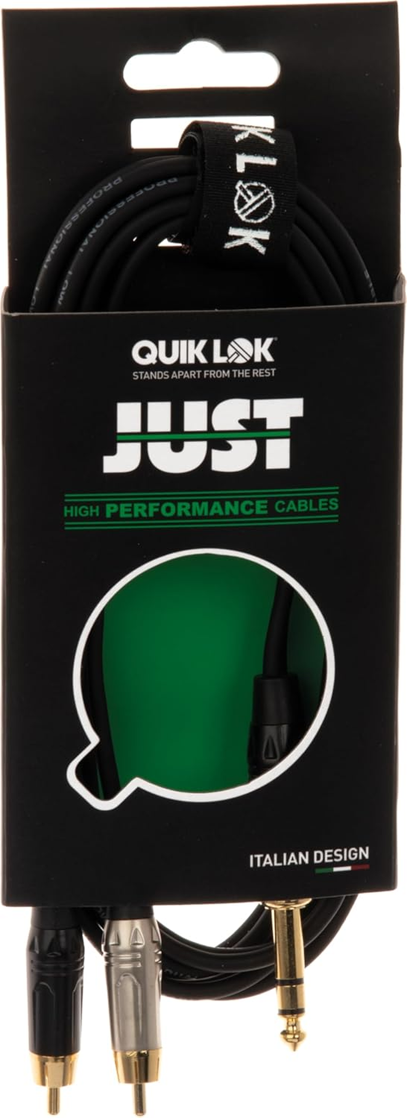 Quik LOK JUST/JS2RCA-2 | 2 RCA Male to 2 RCA Male Audio Adapter Cable | Length 2 M | JUST Series | Black | for Hi-Fi, Mixers, Home Studio, Recording, Stereo Systems image number 2