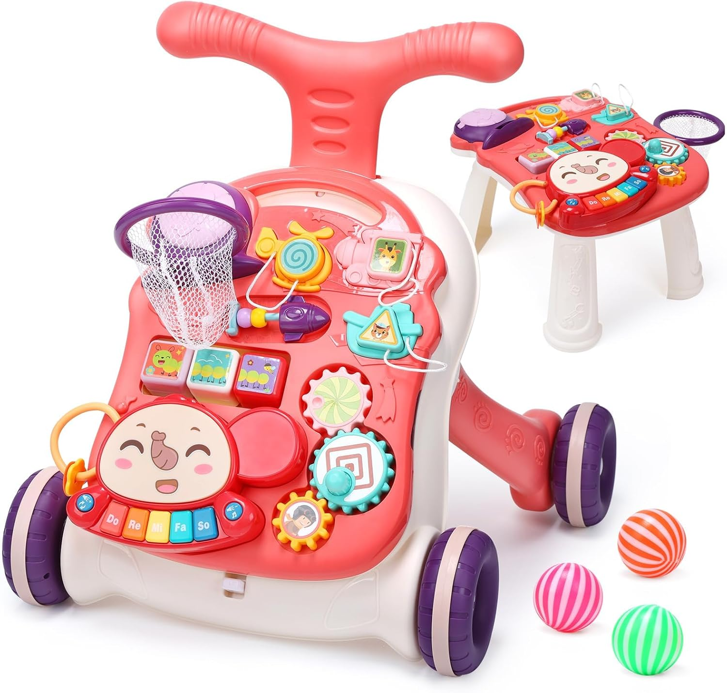CUTE STONE Baby Learning Walker for Boys Girls, 2 in 1 Sit-To-Stand Learning Walker and Activity Center, Baby Walking Toy, Early Learning Push Toy for Infant image number 3