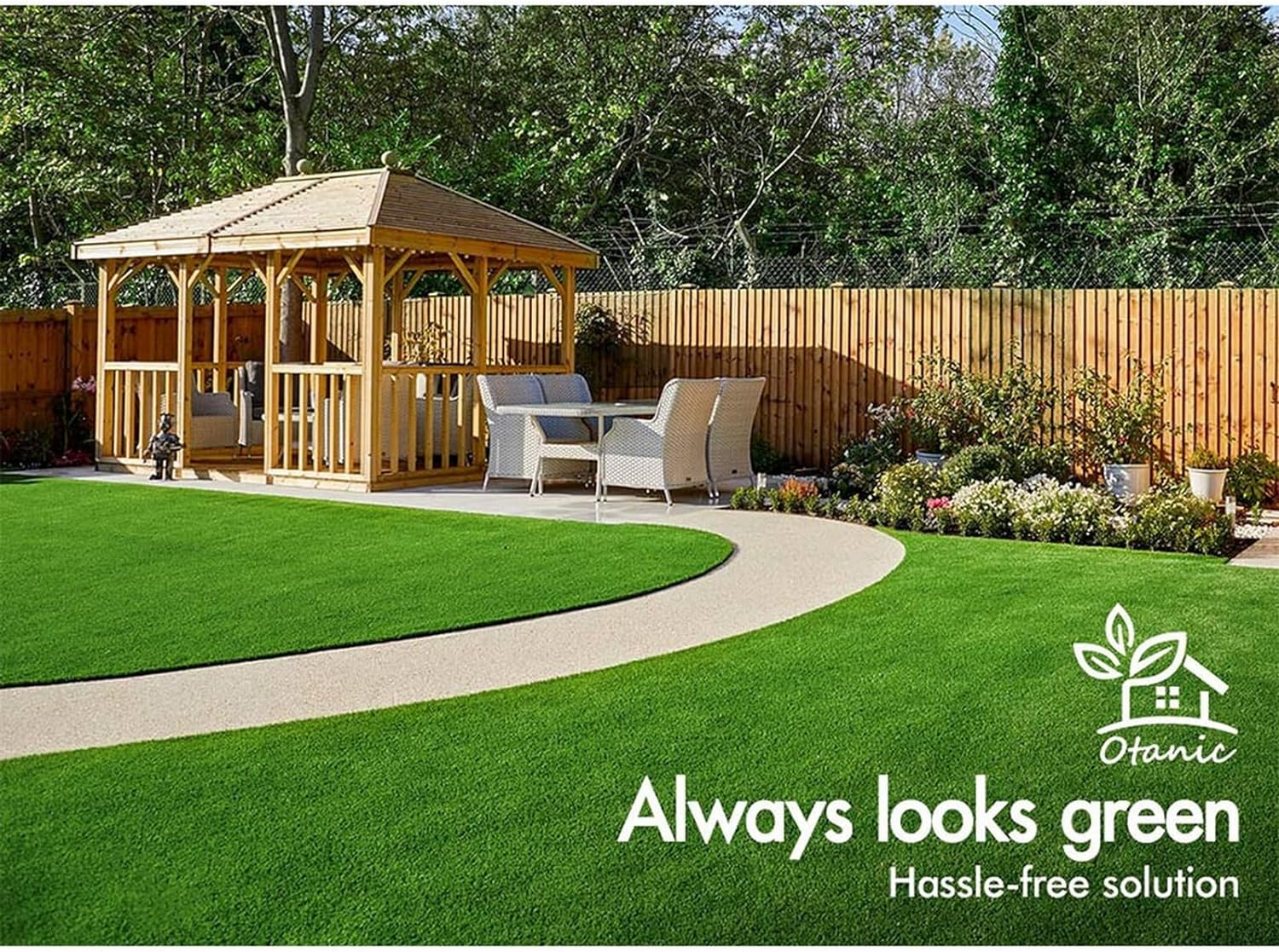 OTANIC Artificial Grass 10SQM Roll 2X5M Synthetic Turf Mat in 12Mm Pile Height, Indoor Outdoor Yarn Lawn Plant Rug, DIY Garden Grass Flooring Carpet with Drainage in Oliver Green Colour image number 1