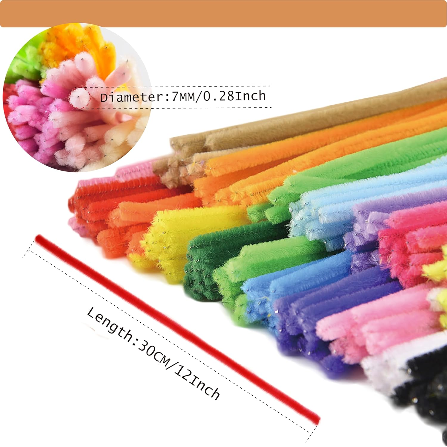 ESUOHYM 230PCS Upgraded 20 Colors Pipe Cleaners Craft Chenille Stems DIY Art Supplies Colorful Thick Fluffy Fuzzy Wire Sticks Bulk for Kids and Adults (20Colors) - Brown image number 7