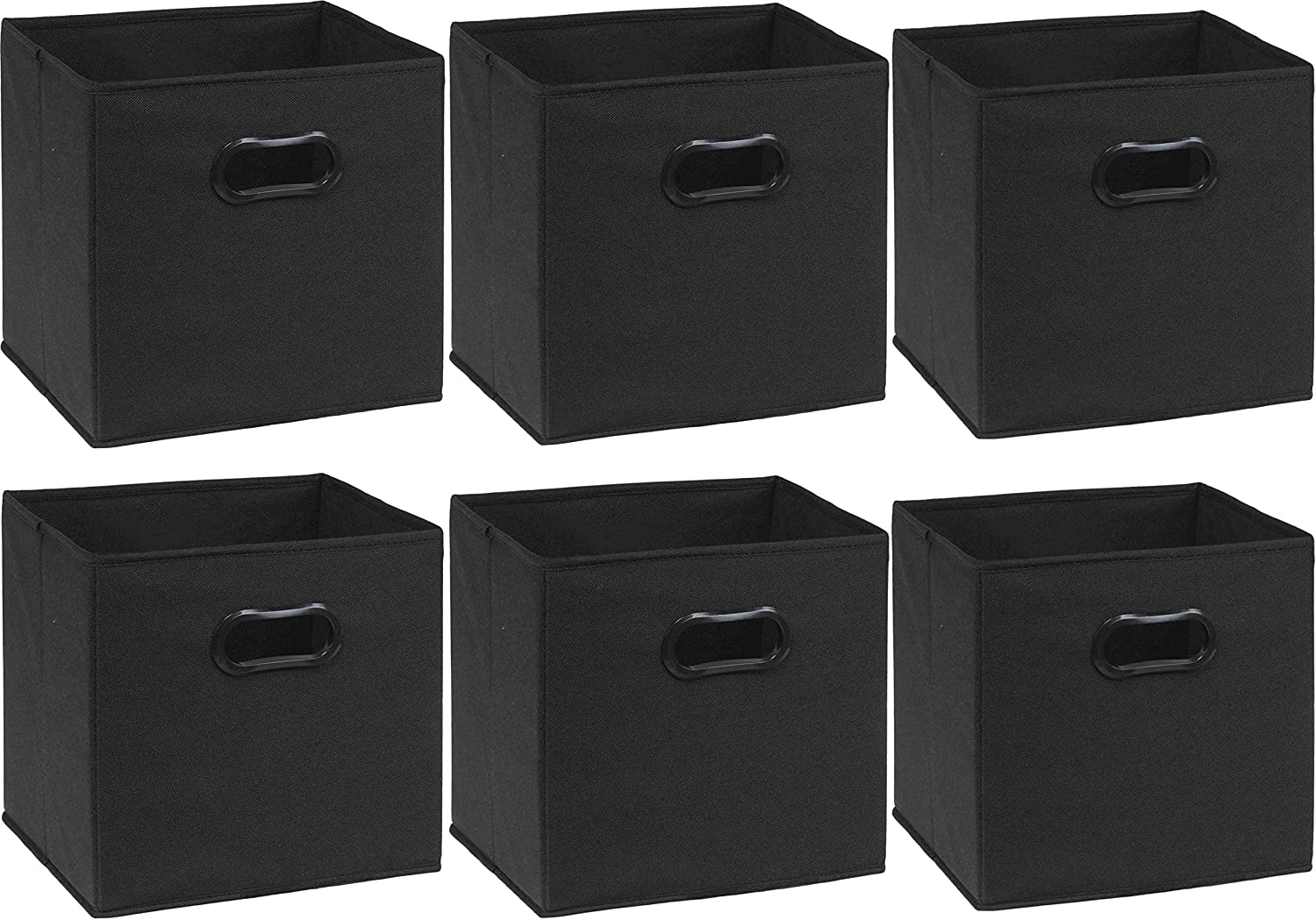 Simple Houseware 11 Inch Foldable Storage Cubes with Handle, 6 Pack, Black image number 5