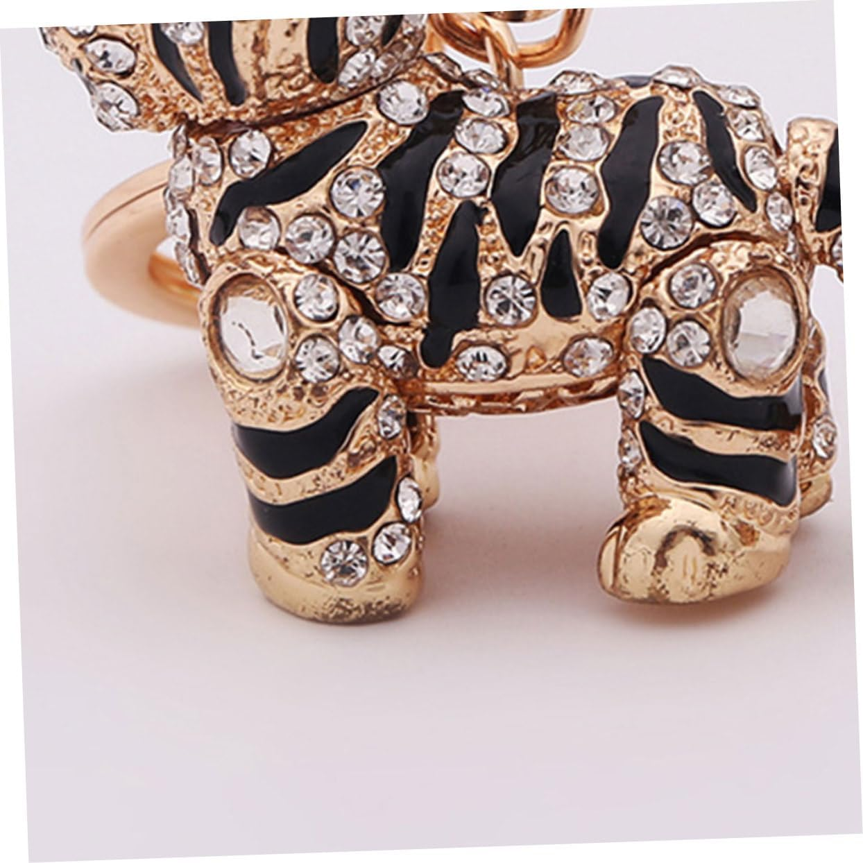 3Pcs Tiger Rhinestone Keychain Alloy Holder Purse Bag Pendant Car Decoration Accessories Cute Keychain image number 4