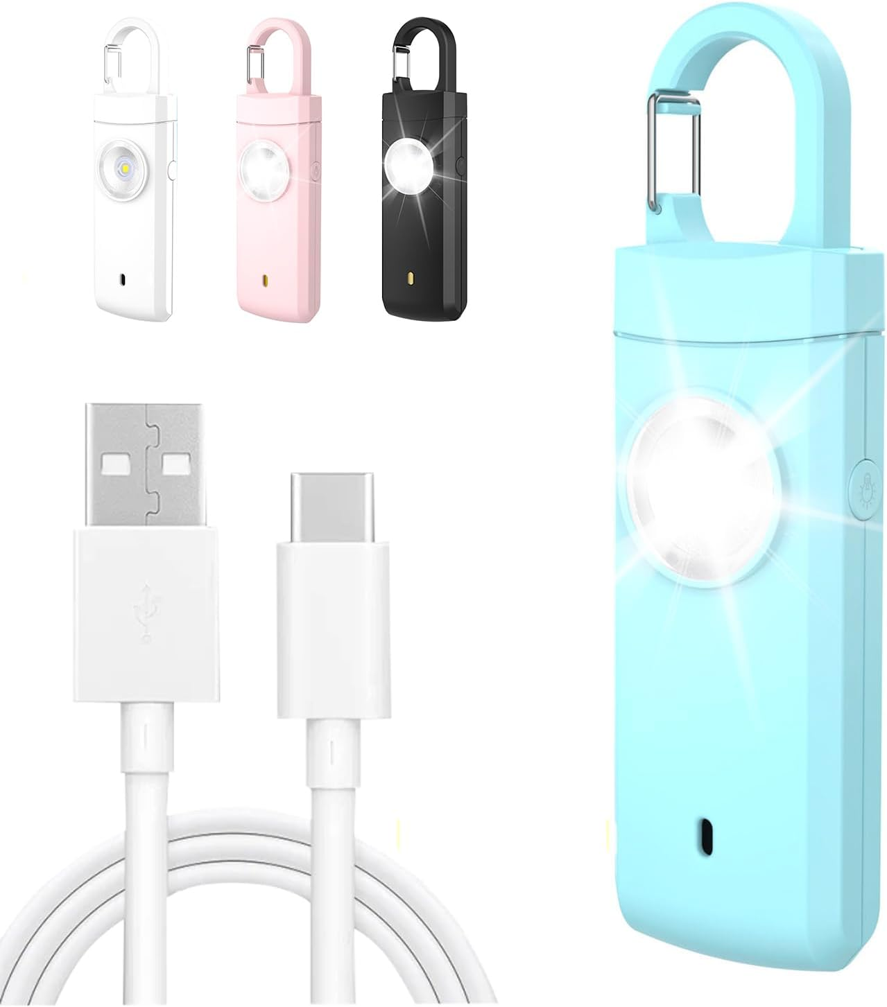 Sonicefit 130Db Rechargeable Personal Alarm for Women & Men, Safety Keychain with Strobe Light & Loud Siren, Security Alarm for Students, Kids, Girls, Elderly - Ideal Christmas/Birthday Gift (Pink)