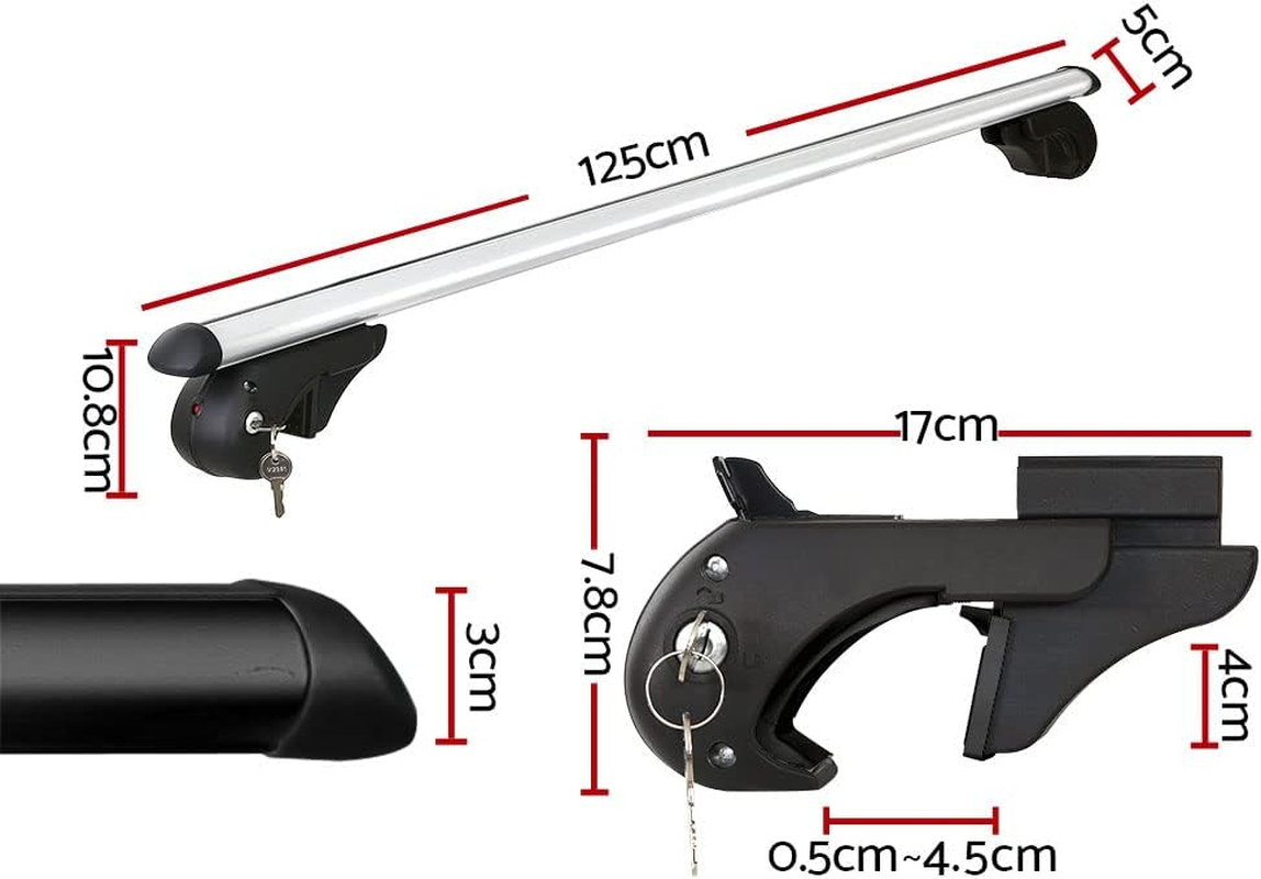 Giantz Car Roof Rack, 108Cm Length Universal Roofs Racks Pod Box Storage Basket Container Cross Bars Cars Accessories Transporting Storages, Adjustable Lockable Clamps 90Kg Aluminium Silver image number 3