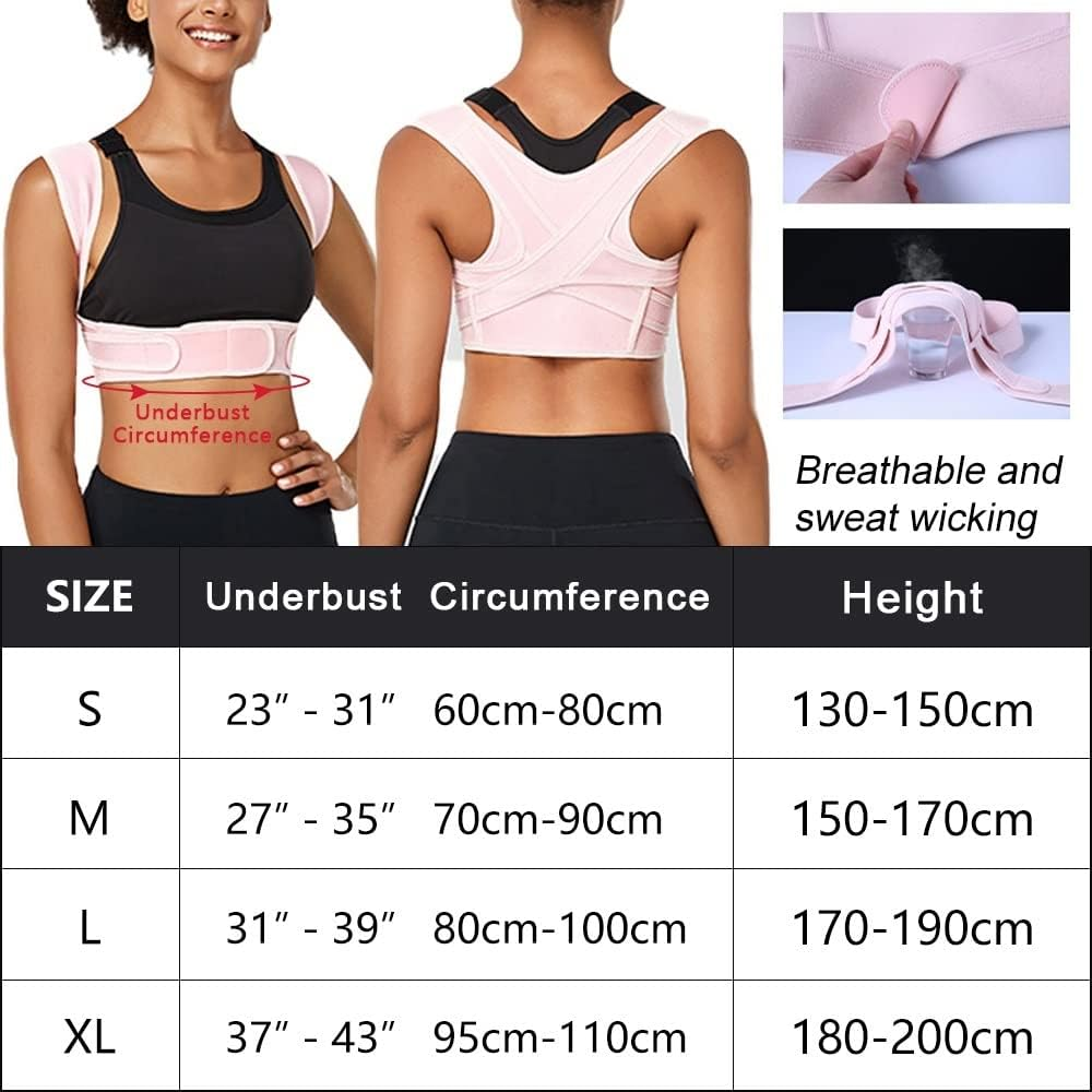 Seamless Upper Back Brace Invisible Posture Corrector Women Men Adjustable Hunchback Correction Belt for Clavicle Support and Providing Pain Relief from Neck, Shoulder (Skin, XL) image number 2