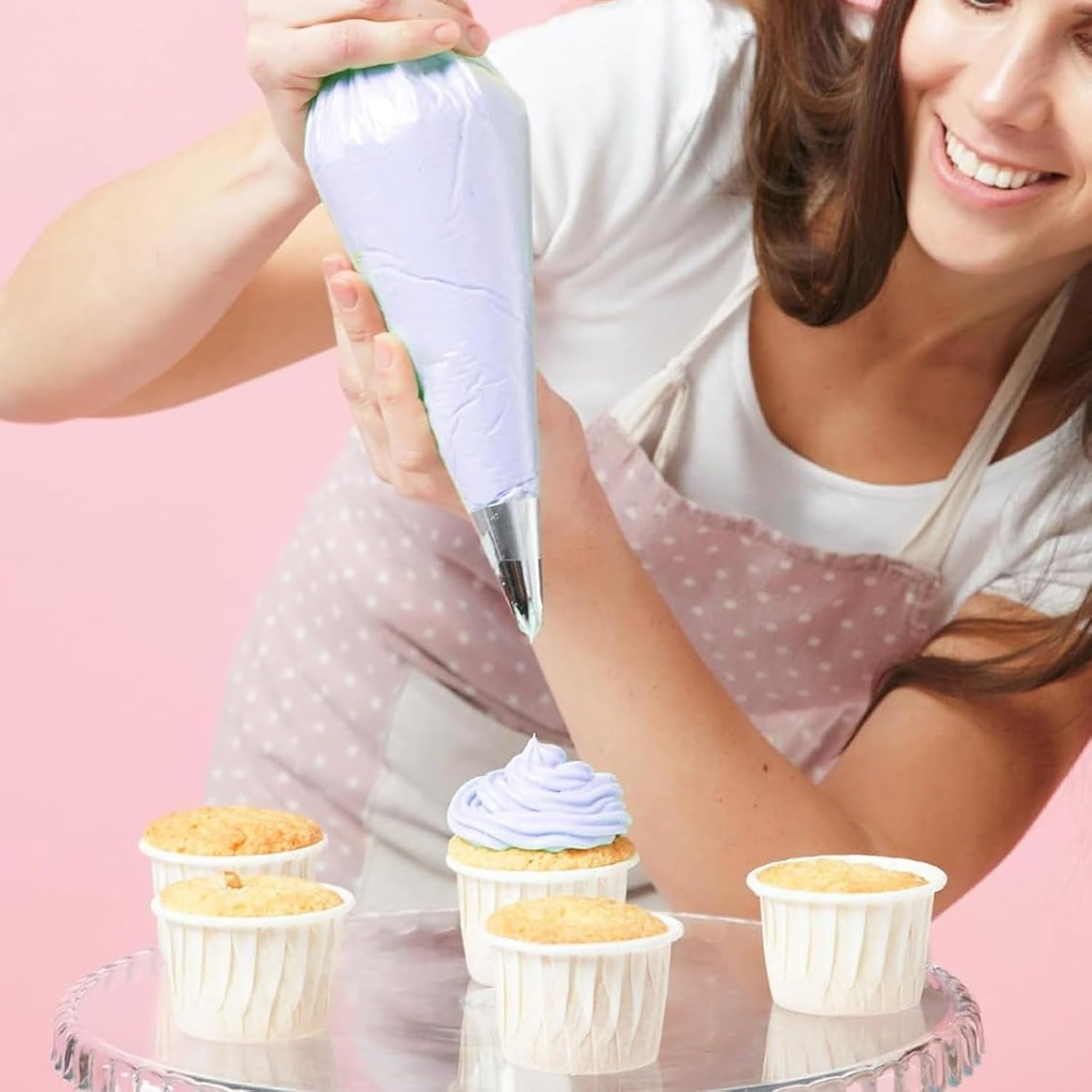 Piping Bags and Nozzles Set of 124 Pcs 100 anti Burst Piping Bags, Cake Decorating Kit with 16 Piping Tips, 1 Pastry Bags, 3 Cake Scrapers, 2 Couplers, and 2 Icing Bags Ties for Decorating Cakes