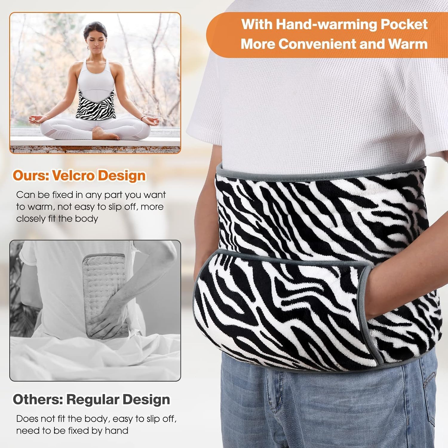 Sika Deer Heating Pads for Back Pain and Cramps Relief 49"X12" Large Menstrual Heating Pad for Period, Upgraded 4 Timer Auto off & 6 Heat Level Electric Heat Pad for Abdominal Neck Shoulder Pain Relief. - Leopard Print image number 2