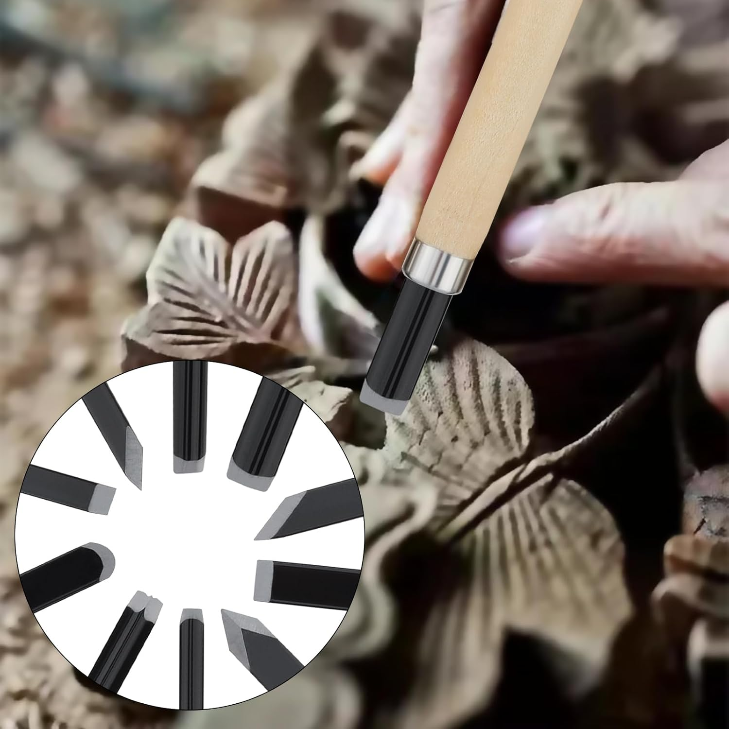 Origlam 10Pcs Professional Wood Carving Chisel Set, Carbon Steel Wood Carving Tools, Woodworking Chisels Wood Chisel Kits, Power Grip Carving Tools Great for Carving Woodworking Beginners & Kids image number 2