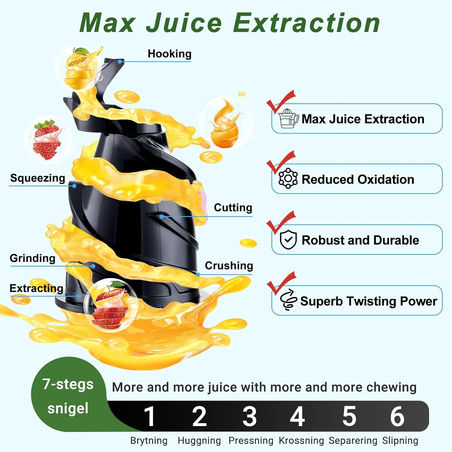 Cold Press Juicer Slow Masticating Fruit Juicer 250W with 80Mm Wide Chute Juicer Machines, Upgraded Non-Clogging Filter, High Yield Juice, for Vegetables Celery Wheatgrass Watermelon Carrot image number 1