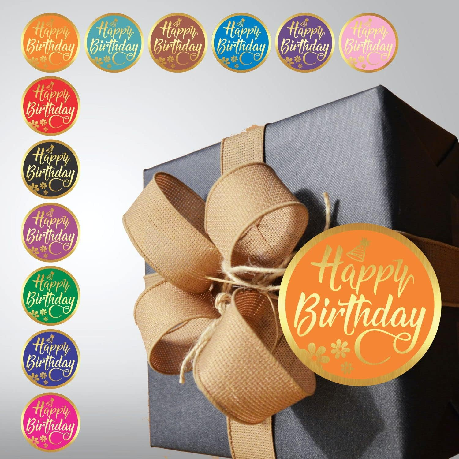 PARTH Impex Happy Birthday Stickers Seals Labels (Pack of 120) 2" Large round Gold Foil Stamping for Cards Gift Envelopes Boxes image number 1