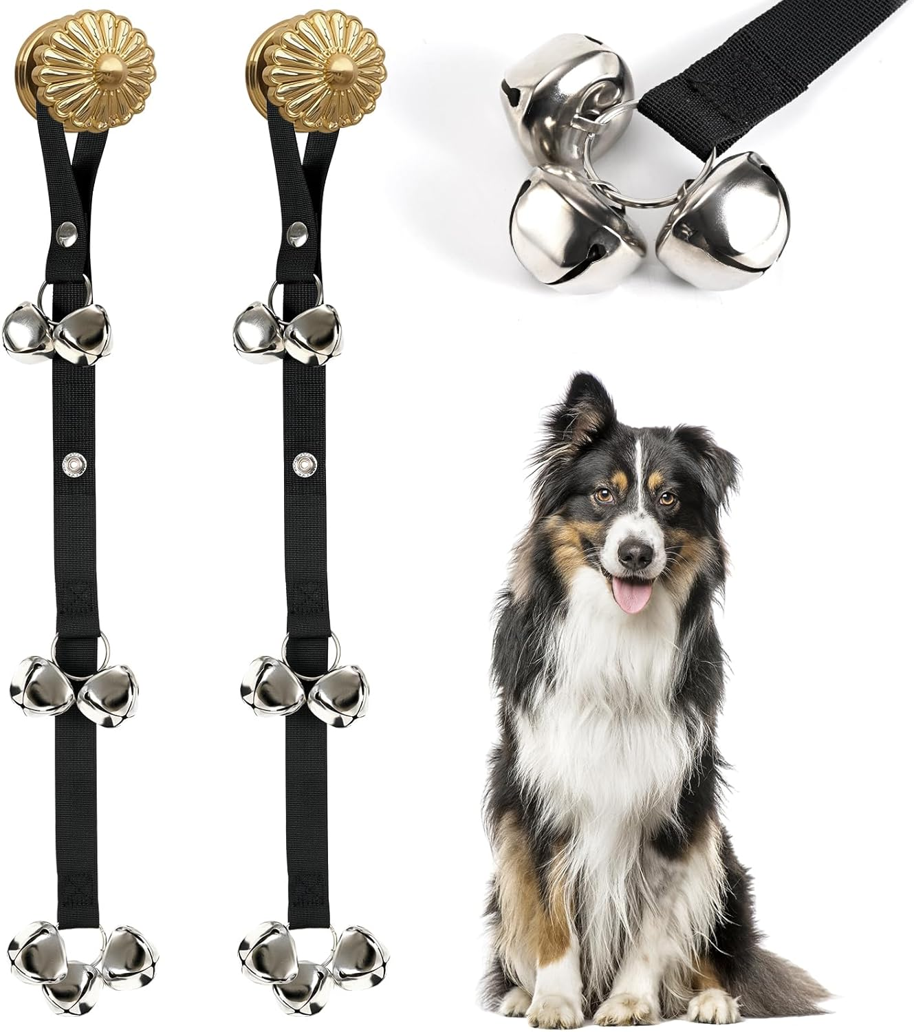 Dog Bells Doorbells for Door Knob/Potty Training/Going Outside-Lounder Jingle, Bigger Bells for Puppy Dogs Doggy Doggie Canine Poochie Pooch Pet Hound Mutt-Cool for Dog Lovers