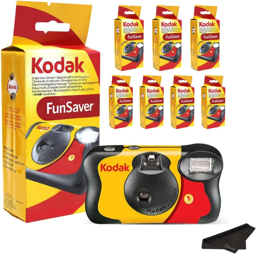Kodak Funsaver Disposable Camera Bulk One Time Single Use 7-Pack 27Exp 35Mm Camera Bundled with Balveli Premium Microfiber Cloths - Bulk Kodak Disposable Film Camera 35Mm image number 5