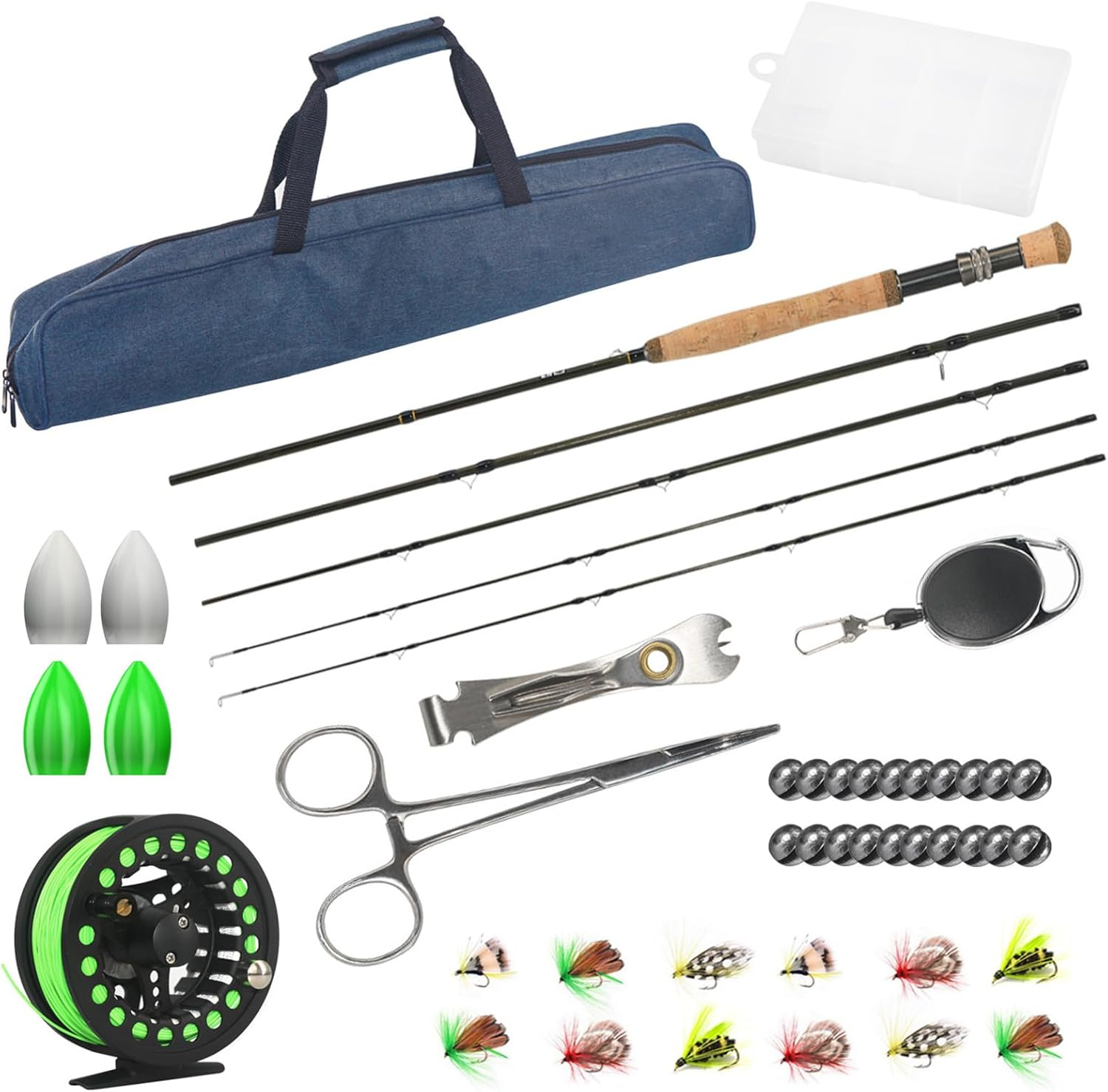 Carbon Fly Fishing Rod and Reel Combo Set 42 Pieces Kit Fly Fishing Gear Set Fly Fishing Rod and Reel Package Fly Fishing Starter Kit image number 2