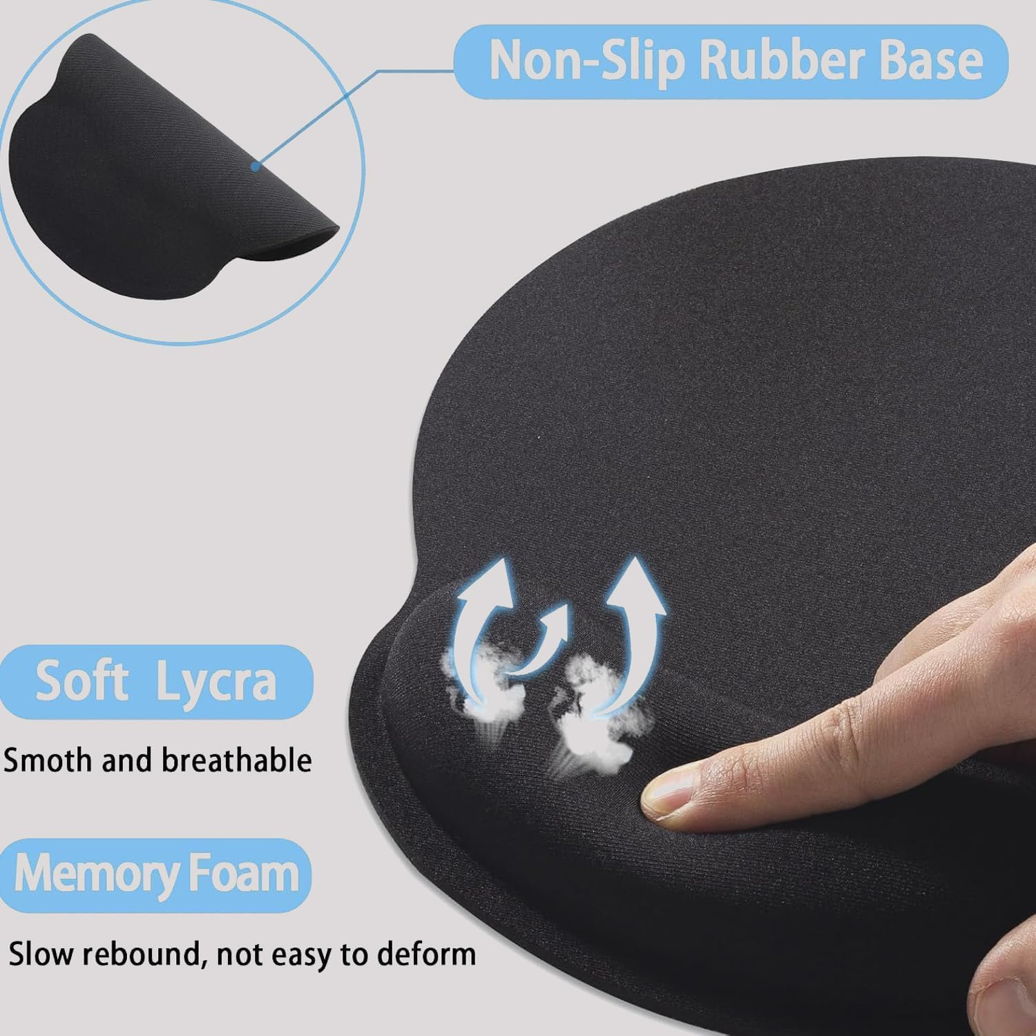Mouse Pad with Wrist Rest, Ergonomic Non-Slip Base Large Computer Mousepad with Wrist Support for Pain Relief, Laptop, Office & Home
