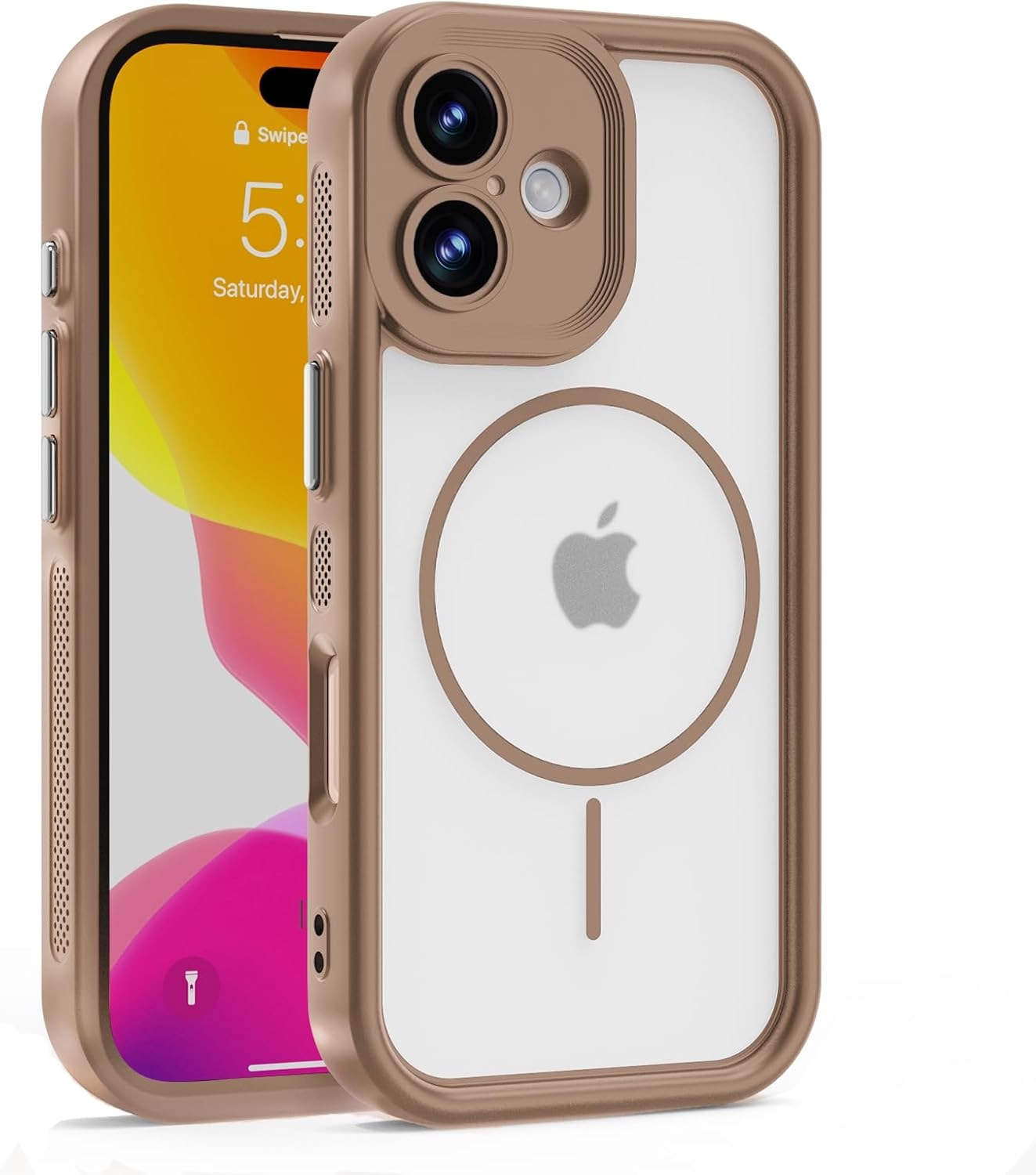 Panxcase Case for Iphone 16 - Mobile Phone Case Matt Translucent Military Shockproof Compatible with Magsafe, Protective Case with Non-Slip Cooling Function (Black)