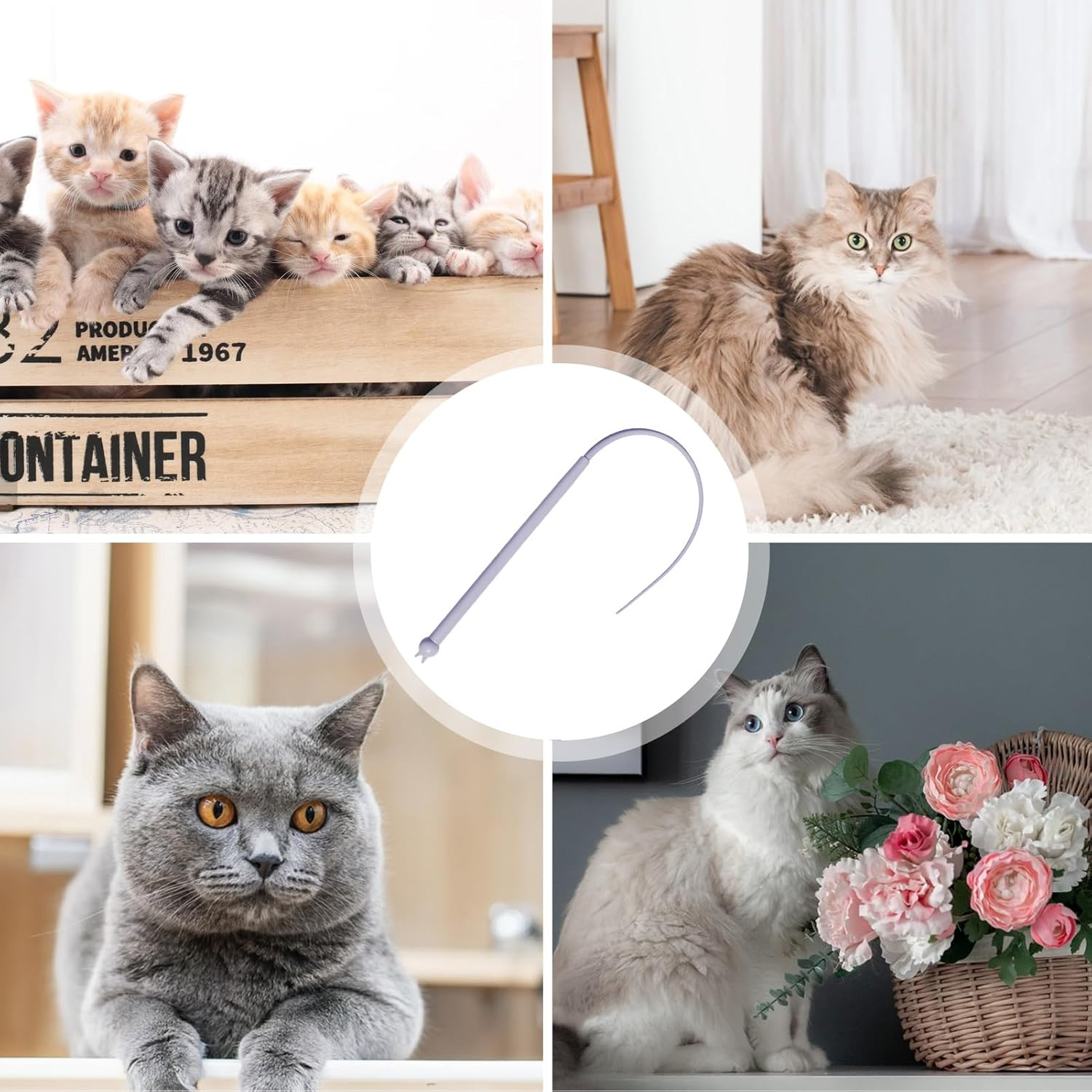 Interactive Cat Toys - Mouse Tail Silicone Teaser Wand,Soft Teaser Wand for Entertainment, Playing, Jumping, Portable Pet Toys for Relaxing