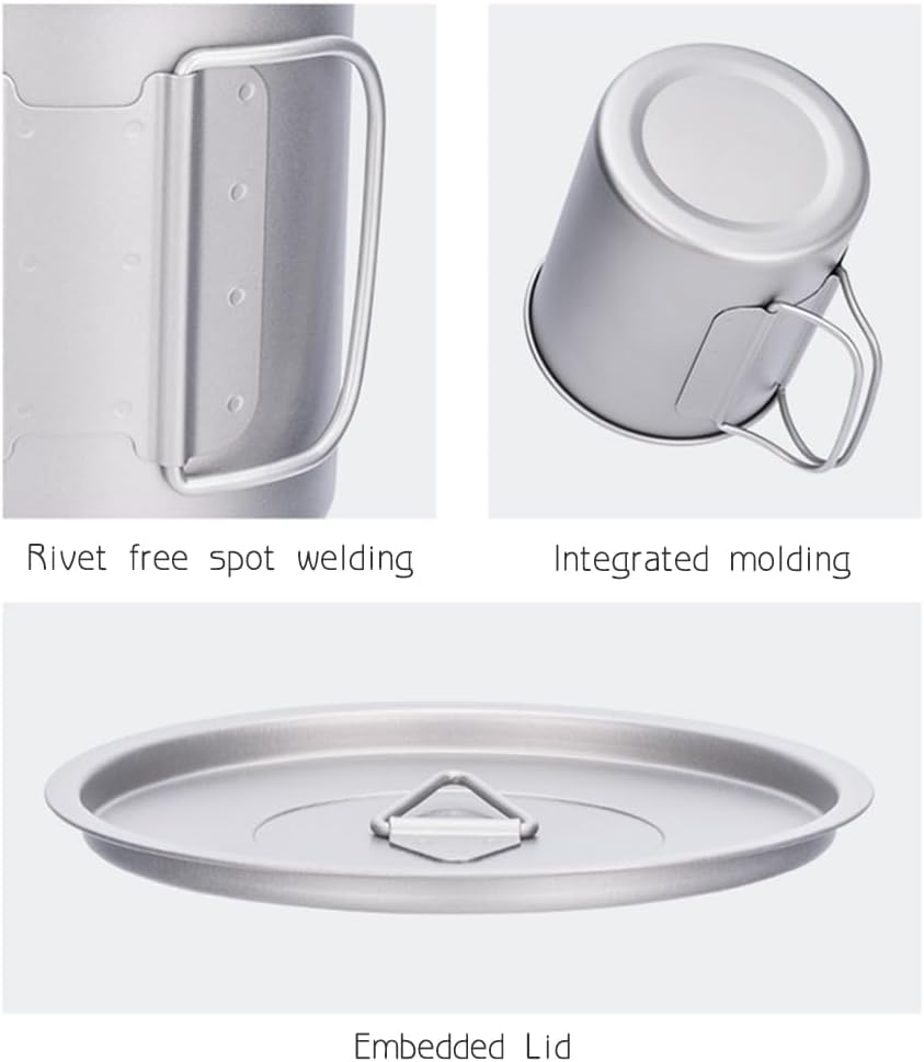 Boundless Voyage Titanium 450Ml Cup with Lid Folding Handle Outdoor Camping Ultralight Water Tea Coffee Mug image number 3