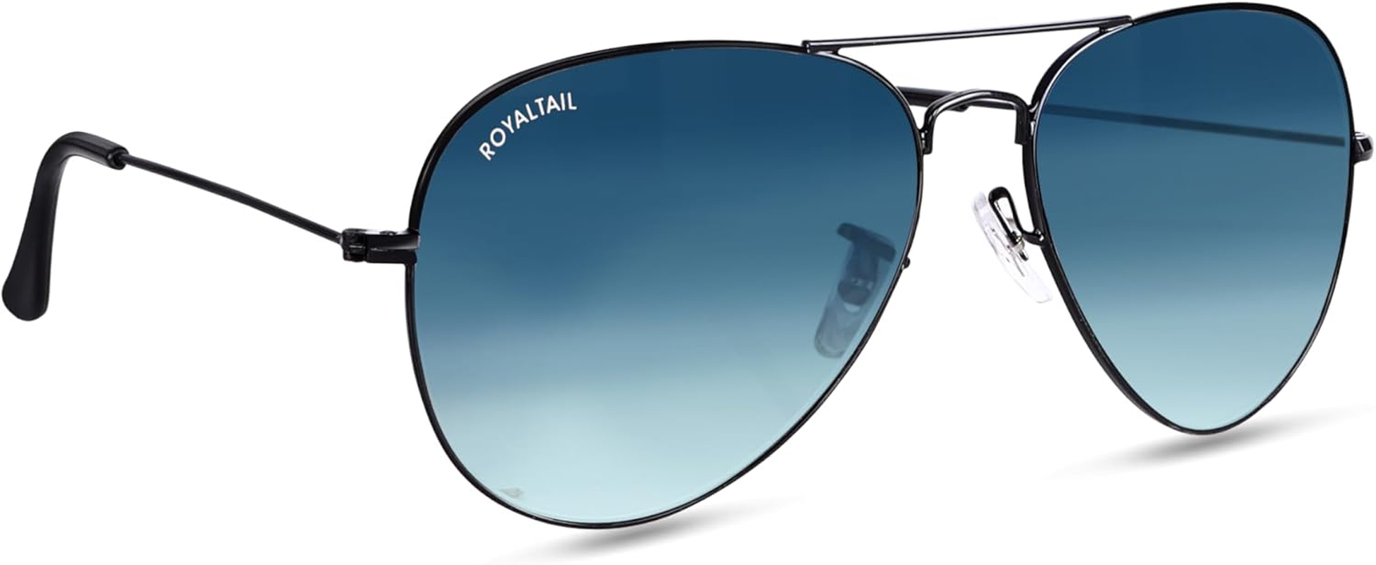 Royaltail Aviator Sunglasses Pilot Shape Unisex Square 100% UV Protected | for Men & Women | for Eye Protection, Safety, Party, Styling & Driving - Black Black image number 5