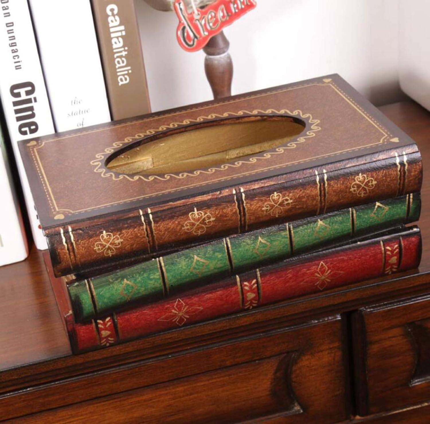 Book Tissue Box Holder Middle Ages Gothic Elegant Antique Vintage Decorative Napkin Tissue Holder Dispenser Novelty Halloween Surprise for Living Room Bathroom Decor image number 4