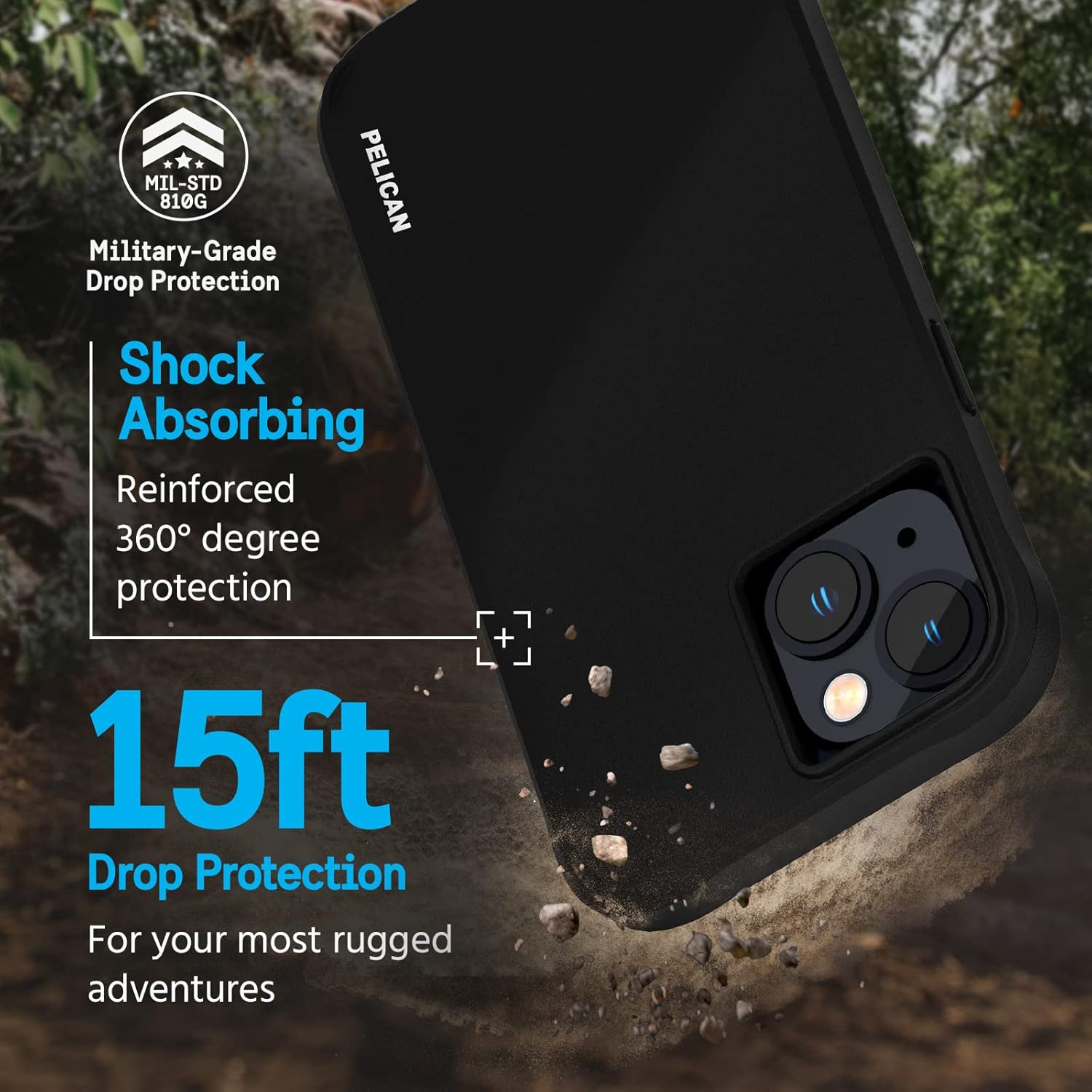 Pelican &ndash; Ranger Series &ndash; Heavy-Duty Protection Case Cover for Iphone 14 plus (2022) Designed to Fit Nicely in Pocket &ndash; 15Ft Drop Protection &ndash; Black - Black image number 3