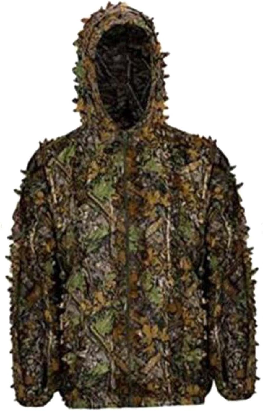 TOOYFUL Ghillie Suit for Men Full Face Mask Gloves Set Hood Jacket Lightweight 3D Leafy Camo Suit for Outdoor Bird Watching Photography Accessories, M L image number 1