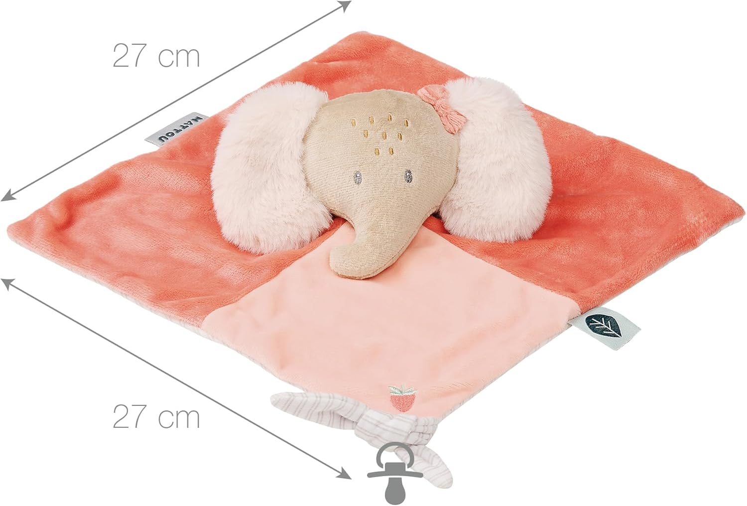 Nattou Comforter Blanket Polyester Elephant Companion from Birth Approx. 40 Cm Flo, Oli & Ernest, Oli Pink image number 4