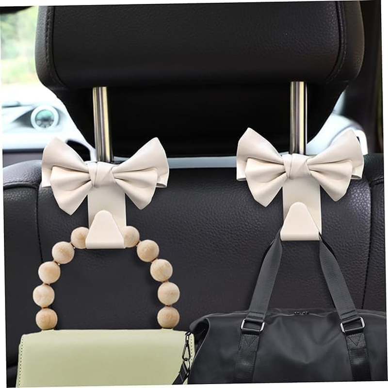 Cute Bow Knot Auto Car Seat Headrest Hook, Seatback Hanger Storage Organizer Holder for Car Hooks for Purses and Bags 2Pcs image number 4