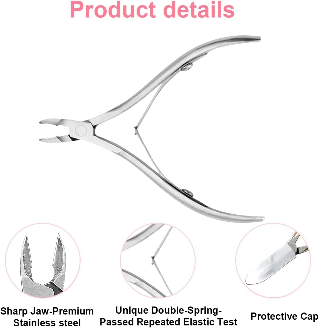 Ruayia 3-Piece Cuticle Nipper Set, Cuticle Trimmer with Cuticle Remover, Stainless Steel Cuticle Pusher and Cuticle Nipper and Nail Scraper, Tool for Manicure and Pedicure - Silver image number 4