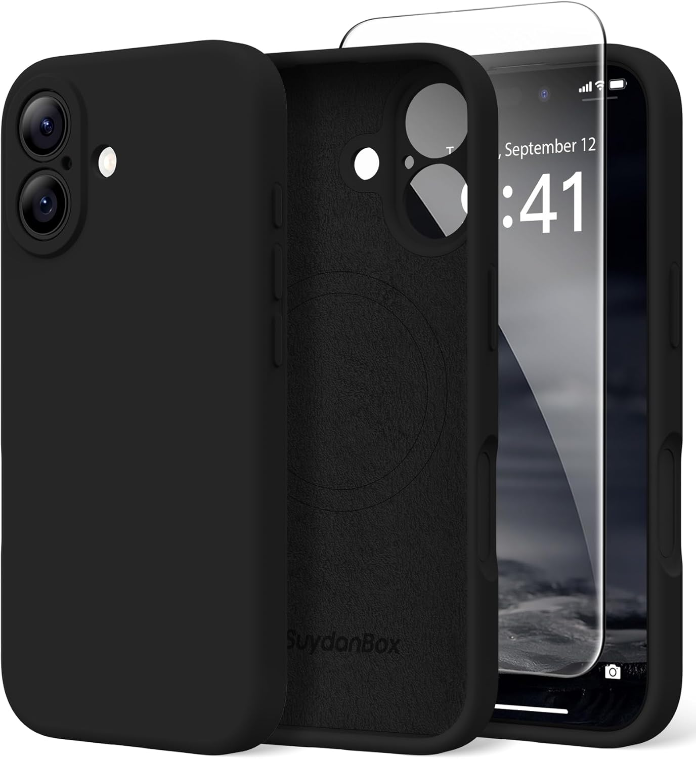 Suydanbox Magnetic for Iphone 17 Case, Compatible with Magsafe, [Full Camera Protection][Screen Protector] Silicone Shockproof Protective Phone Case for Iphone 17 6.3", Stone