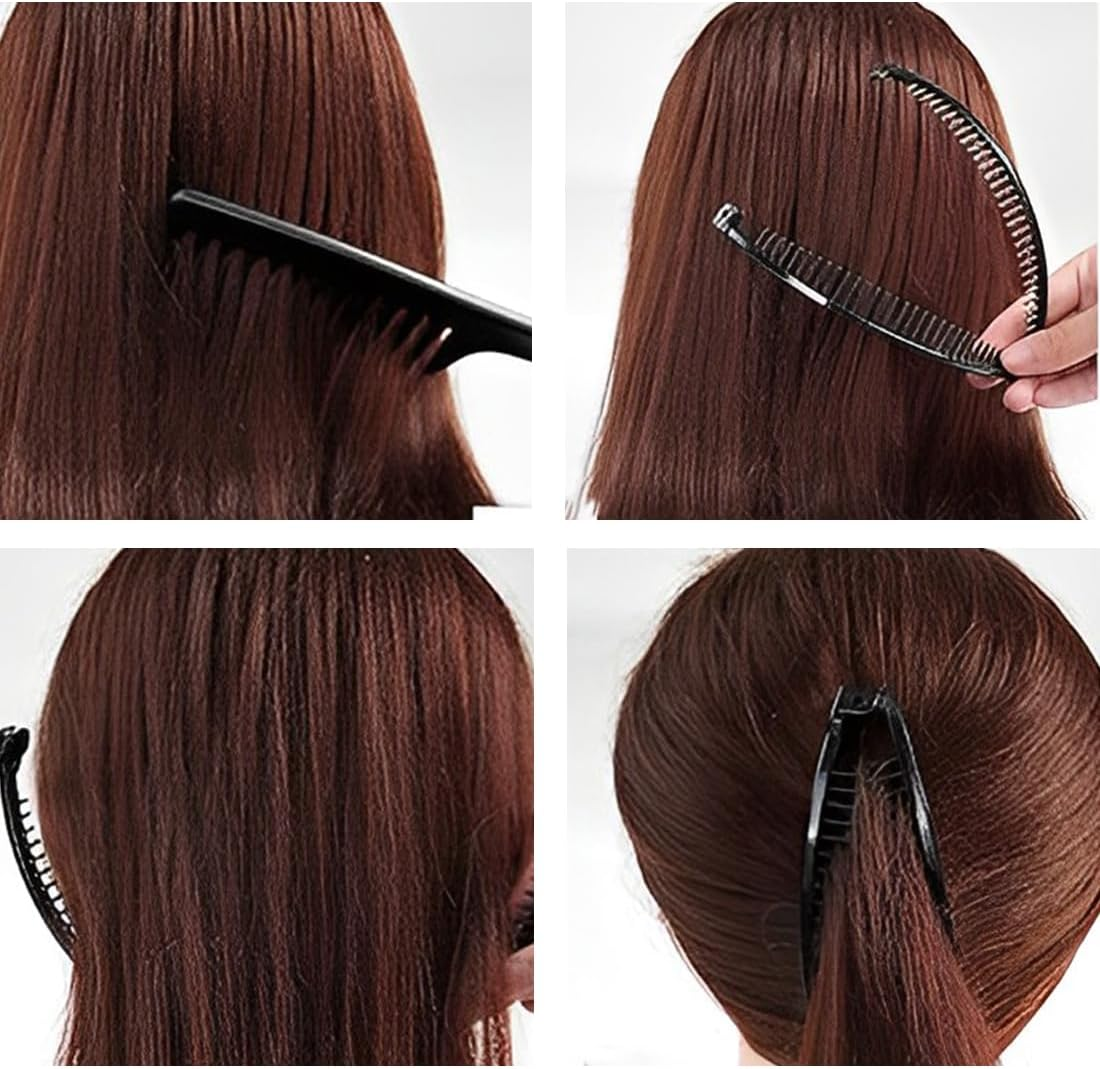 ZORVUJI Pack of 6 Banana Hair Clips, Vintage Hairpins, Banana Clamps, Fish Tail Hair Clips, Ponytail Banana Clip, Hair Accessory for Women and Girls image number 1