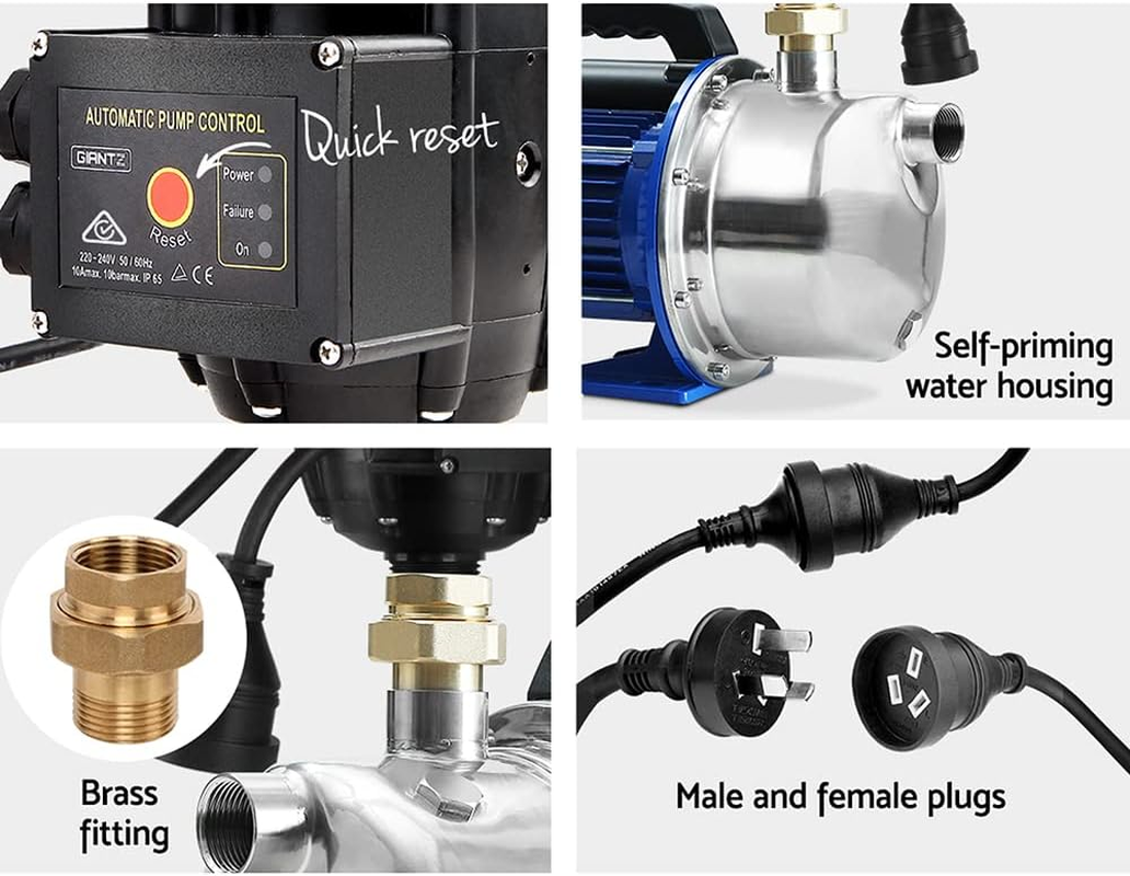 GIANTZ Water Pump, 2300W 240V Electric High Pressure Garden Jet Pumps Controller Irrigation Black