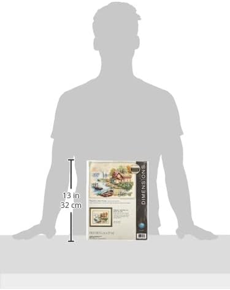 Dimensions 'Peaceful Lake House' Counted Cross Stitch Kit, Ivory Aida, 14" X 11", 14 Count image number 1